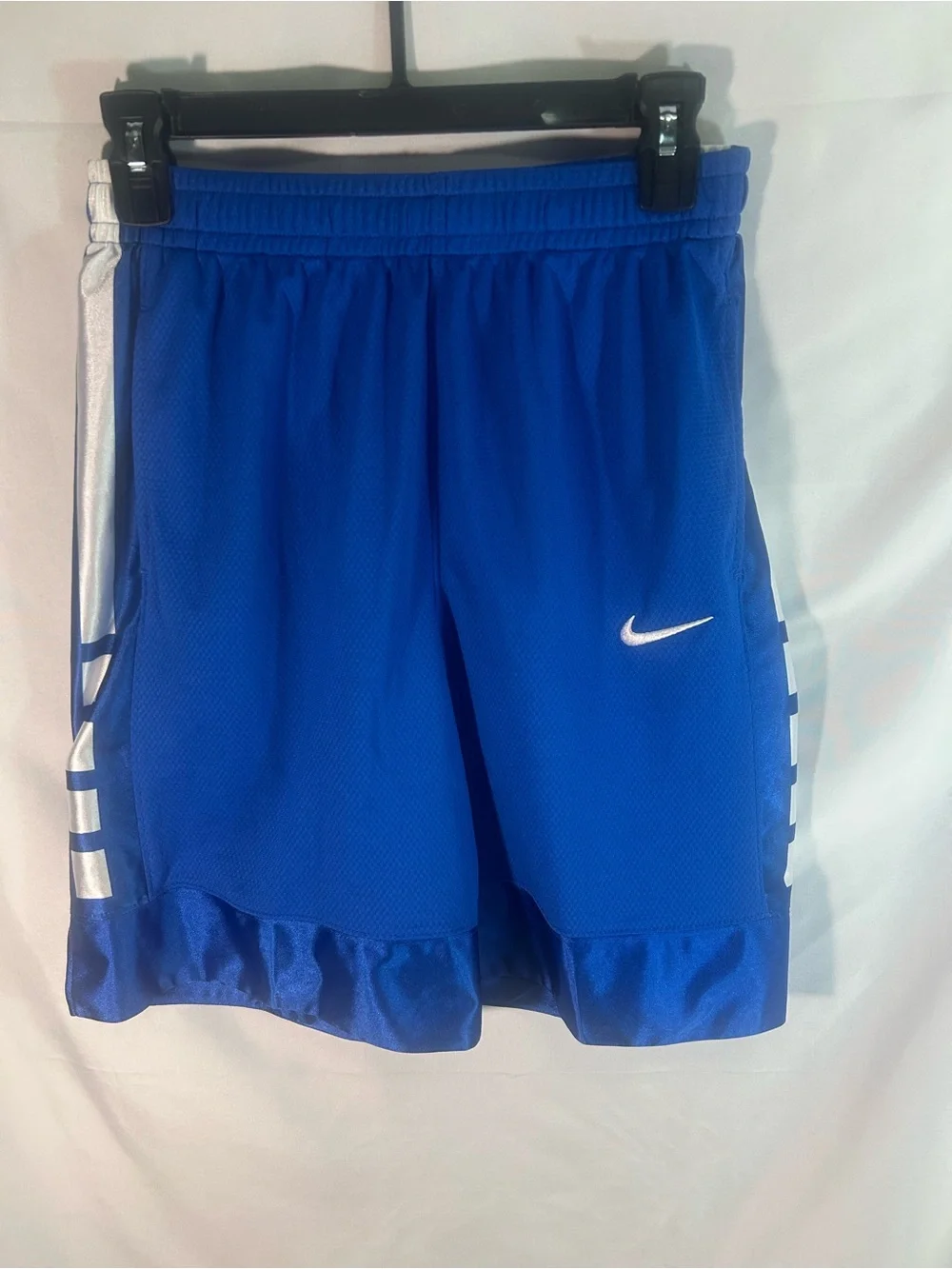 Nike Men's Blue Athletic Shorts with White Swoosh